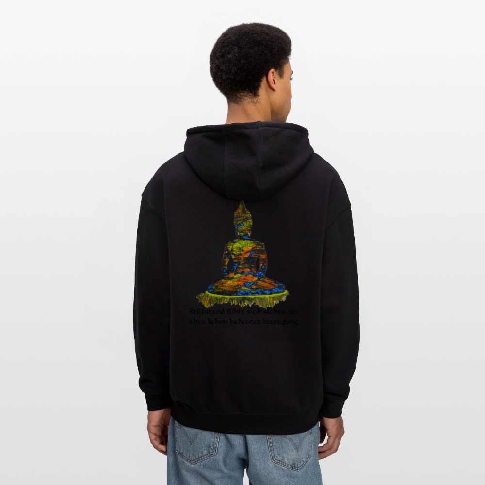 Oversized Unisex Hoodie Buddha Backprint - Schwarz