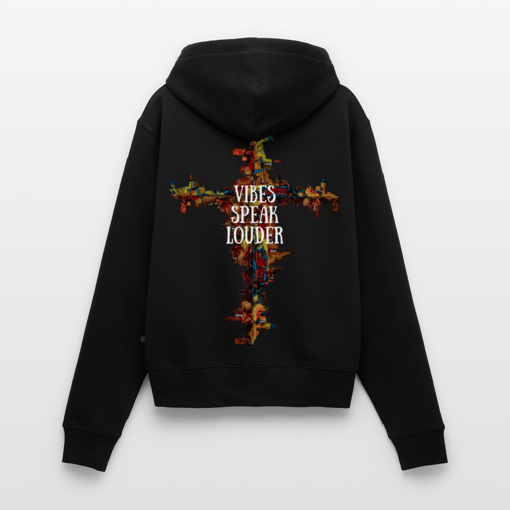 Frauen Kapuzenjacke Frankfurter Skyline Backprint - Schwarz