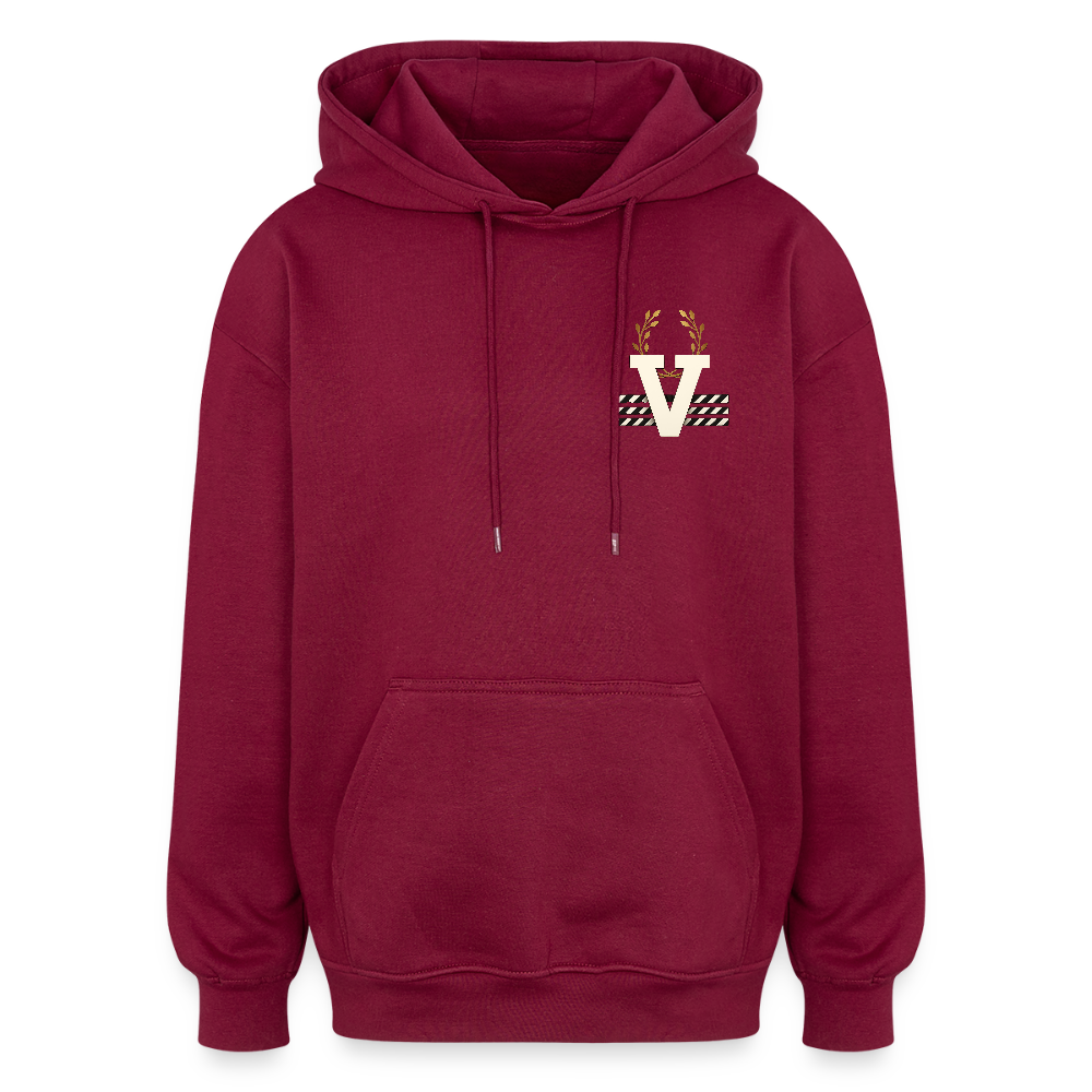 Oversized Unisex Hoodie Düsseldorfer Skyline Backprint - Burgunderrot