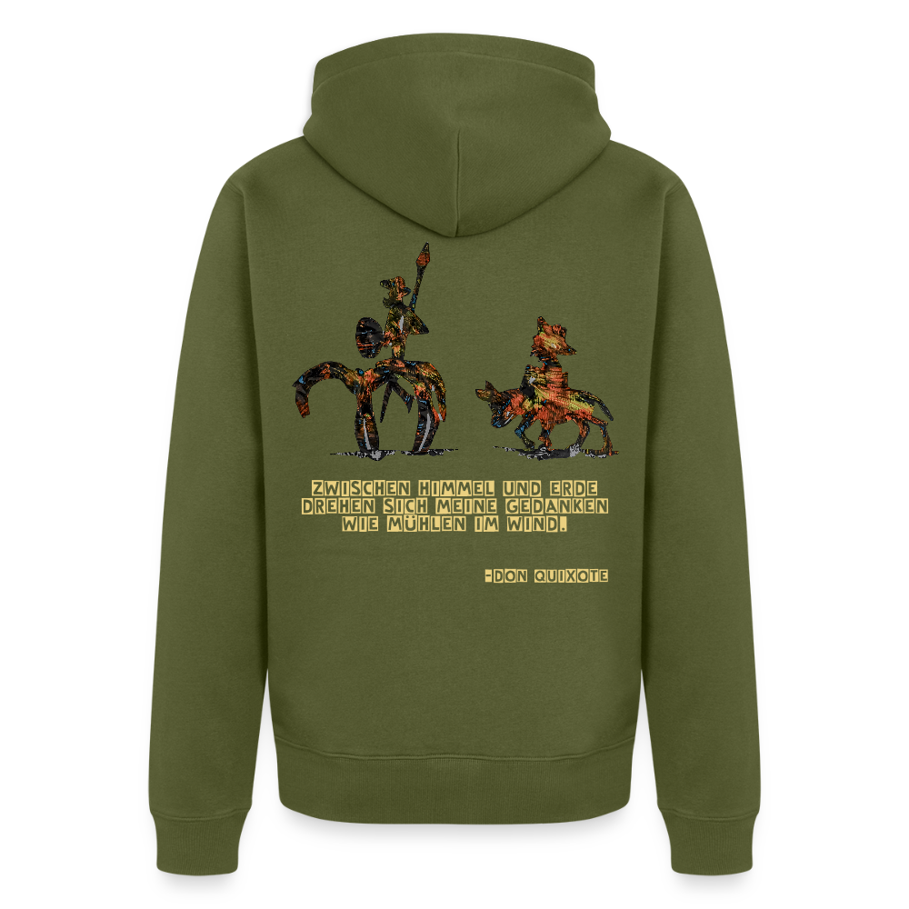 Männer Kapuzenjacke Don Quixote Backprint - Khaki