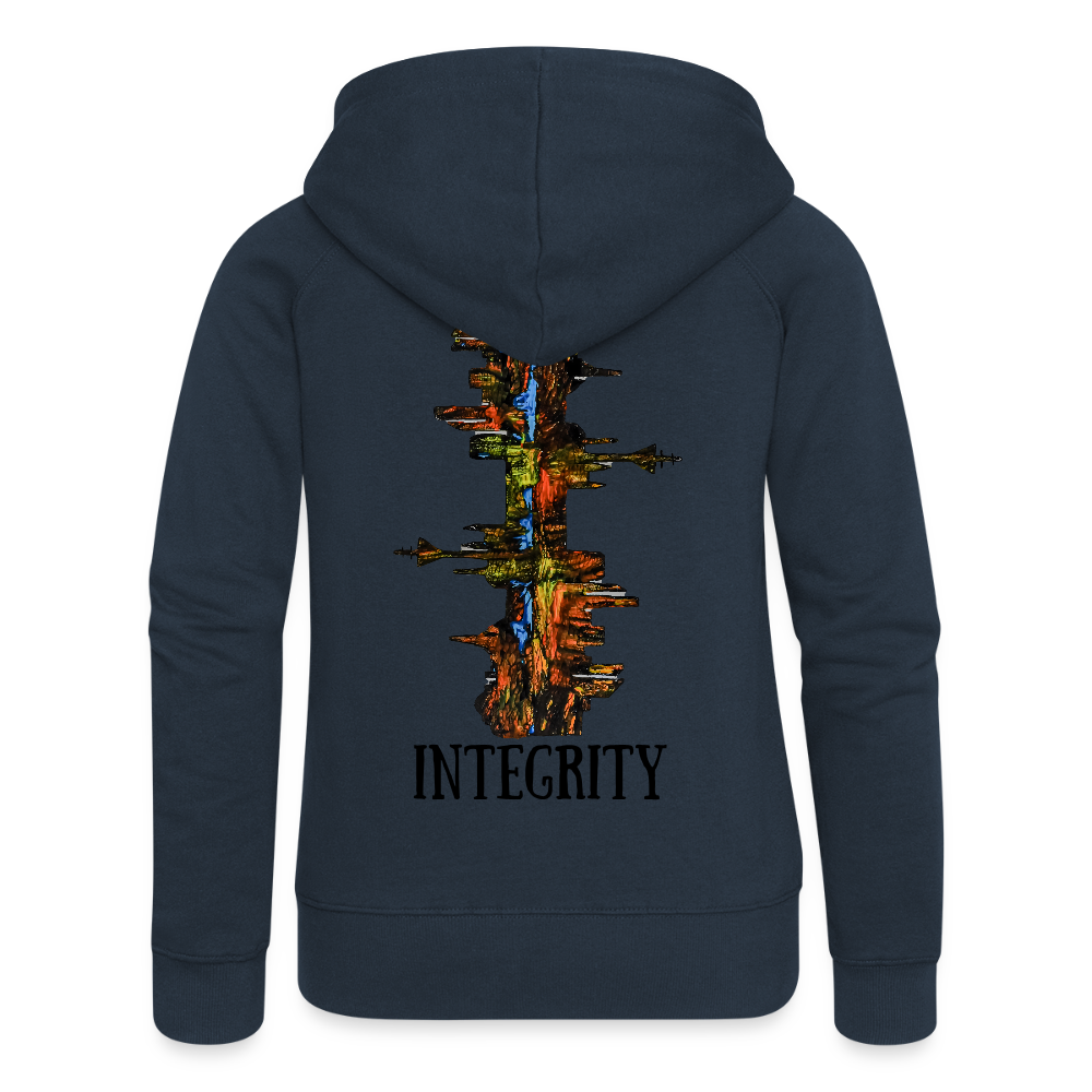 Frauen Kapuzenjacke Düsseldorfer Skyline Backprint - Navy