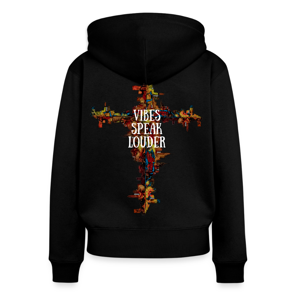 Frauen Kapuzenjacke Frankfurter Skyline Backprint - Schwarz