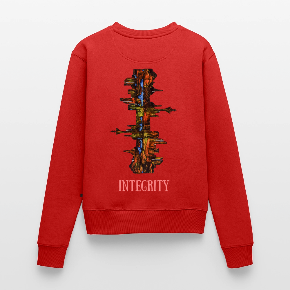 Frauen Pulli Düsseldorfer Skyline Backprint - Rot