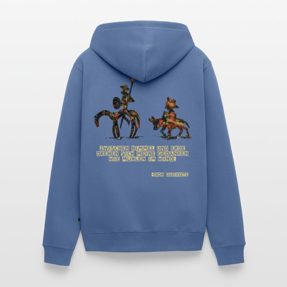 Männer Kapuzenjacke Don Quixote Backprint - Taubenblau
