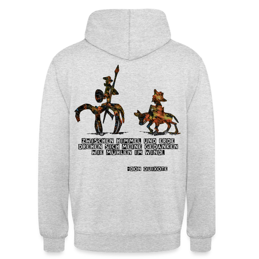 Unisex Hoodie Don Quixote Backprint - Hellgrau meliert