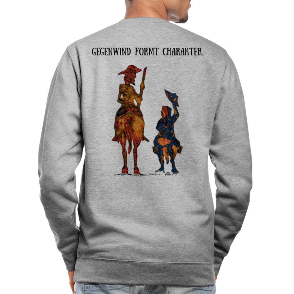 Unisex Pulli Don Quixote Backprint - Weißgrau meliert