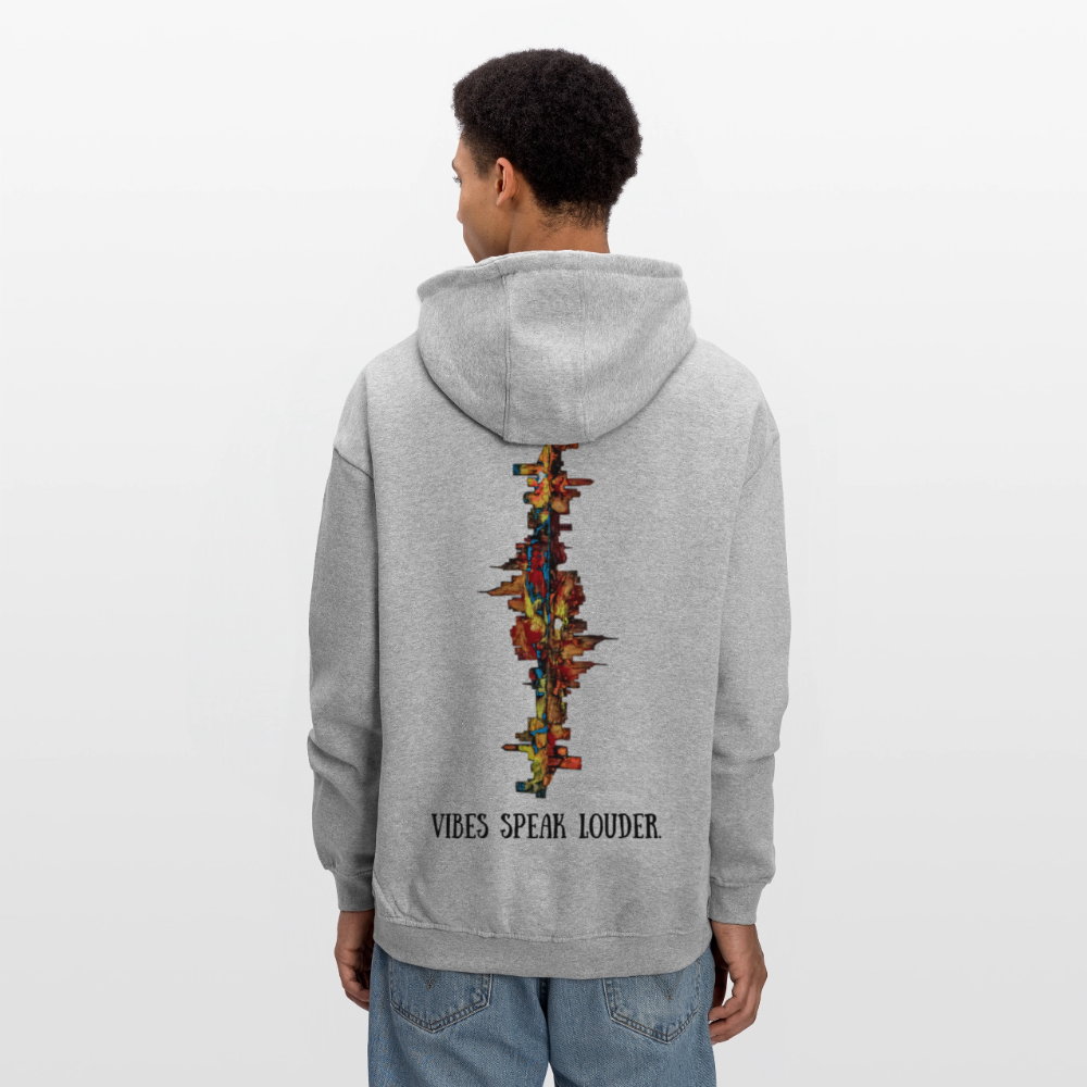 Oversized Unisex Hoodie Frankfurter Skyline Backprint - Grau meliert