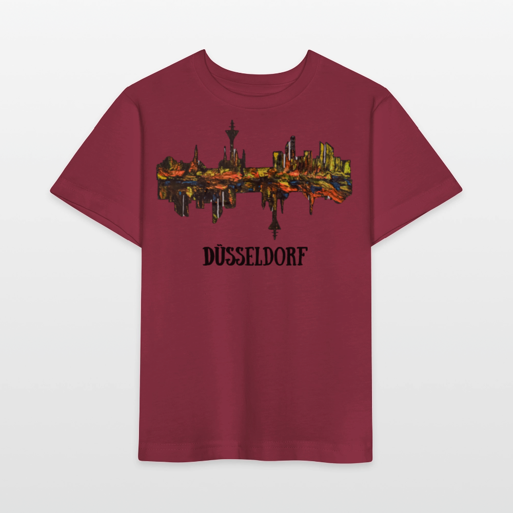 Unisex Kinder T-Shirt Düsseldorfer Skyline V.3 - Burgunderrot