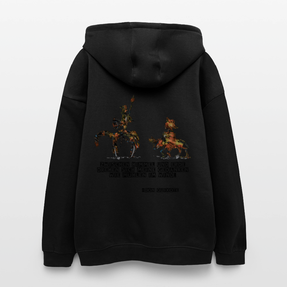 Oversized Unisex Hoodie Don Quixote Backprint - Schwarz