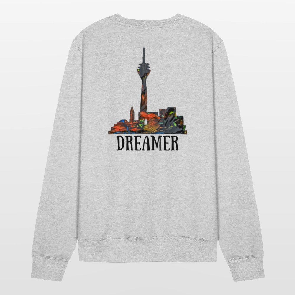 Unisex Pulli Düsseldorferskyline Backprint - Weißgrau meliert