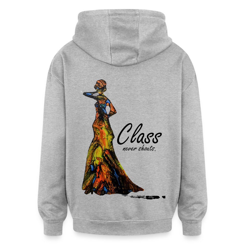 Oversized Unisex Hoodie Class Backprint - Grau meliert