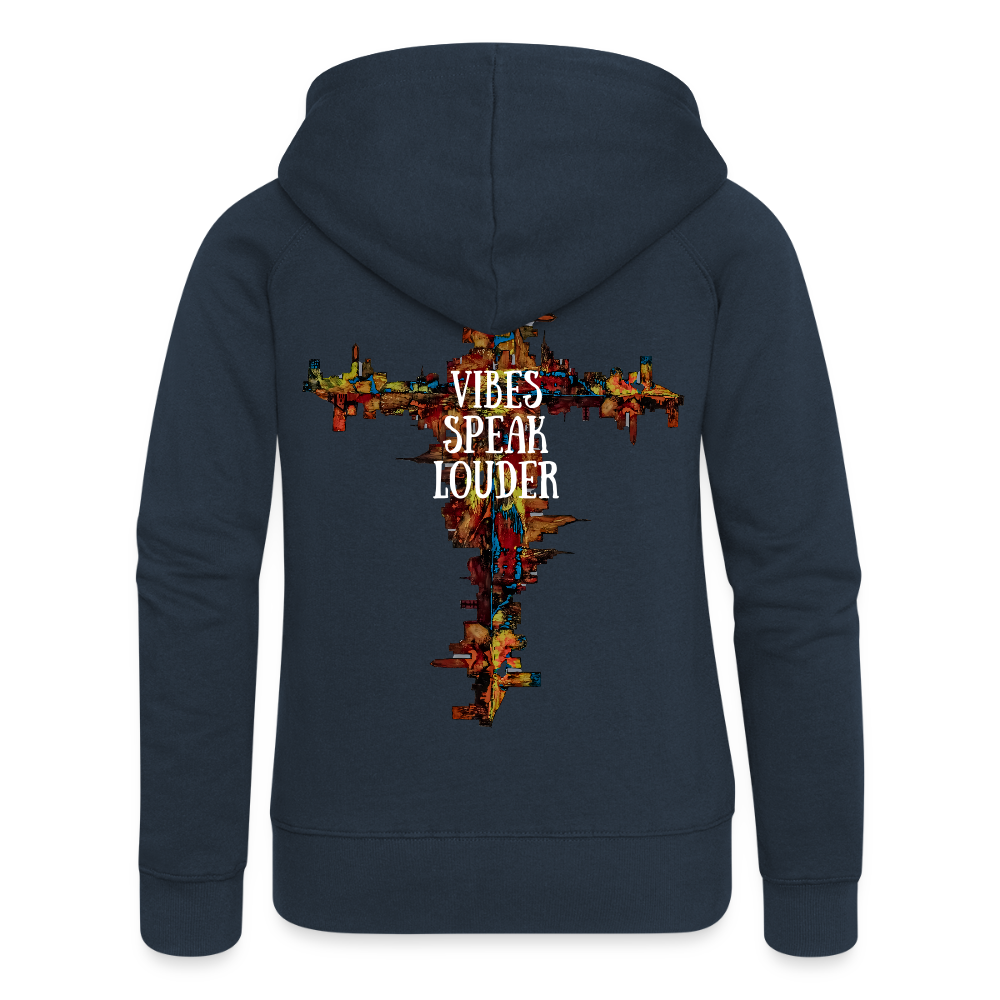 Frauen Kapuzenjacke Frankfurter Skyline Backprint - Navy