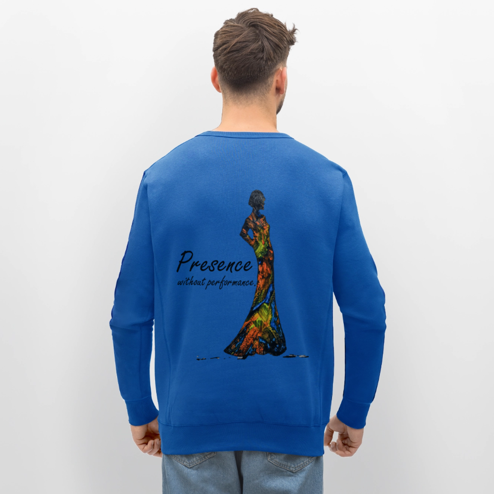 Unisex Bio Pullover Presence Backprint - Königsblau