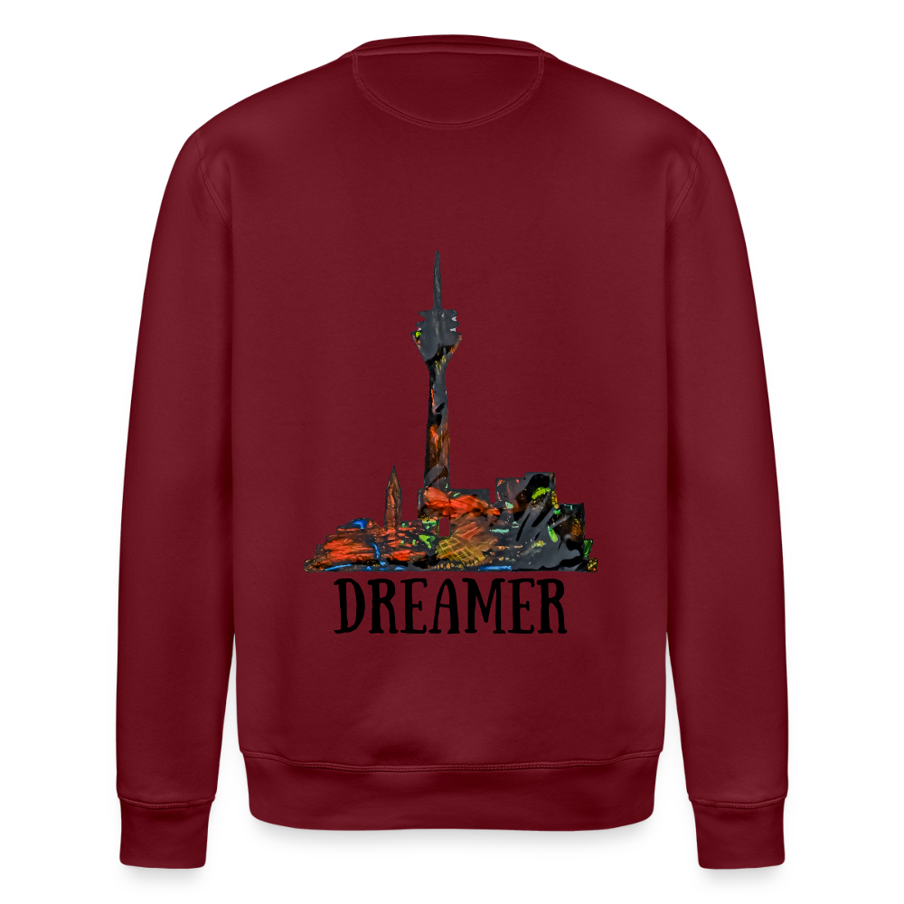 Unisex Bio Pulli Düsseldorferskyline Backprint - Burgunderrot