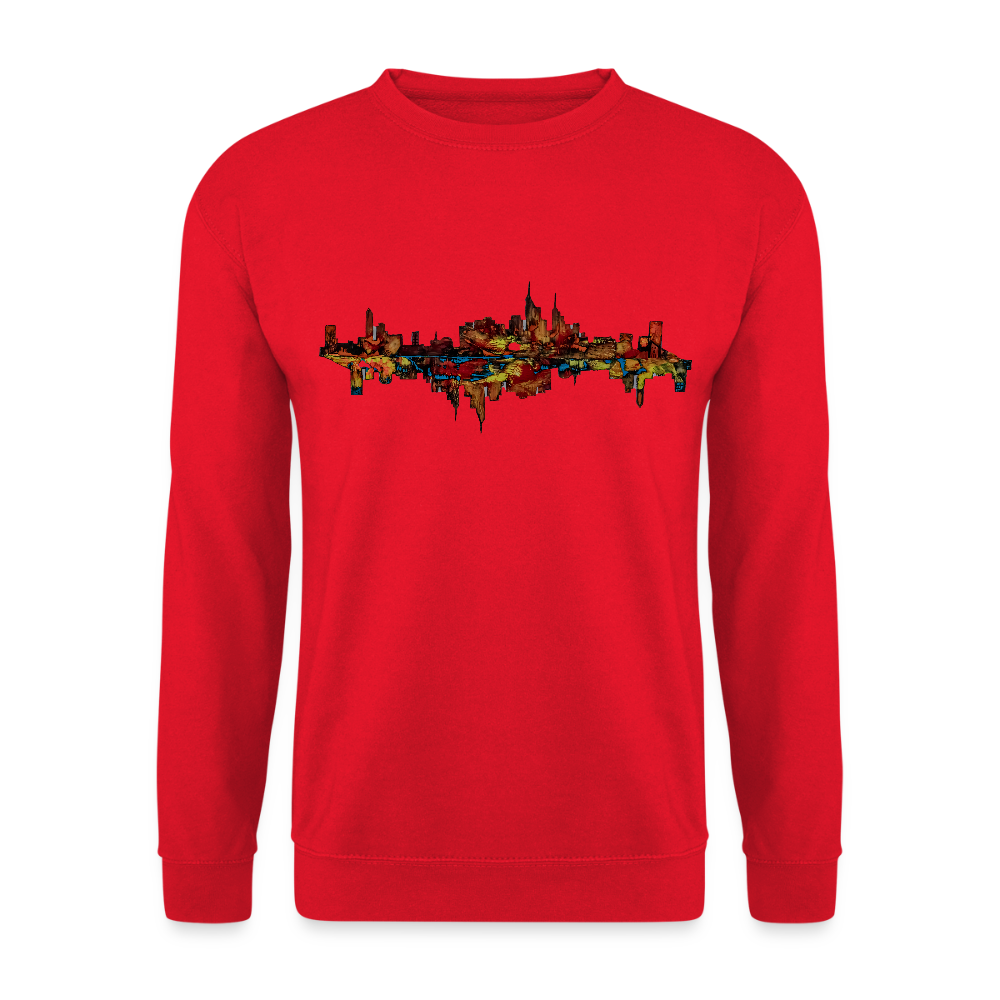 Unisex Pulli Frankfurter Skyline Backprint - Rot