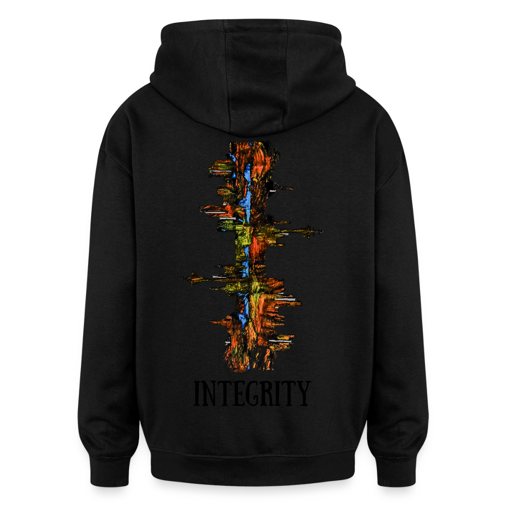 Oversized Unisex Hoodie Düsseldorfer Skyline Backprint - Schwarz