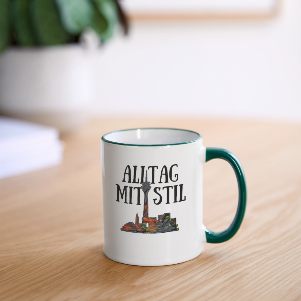 Tasse - Weiß/Dunkelgrün