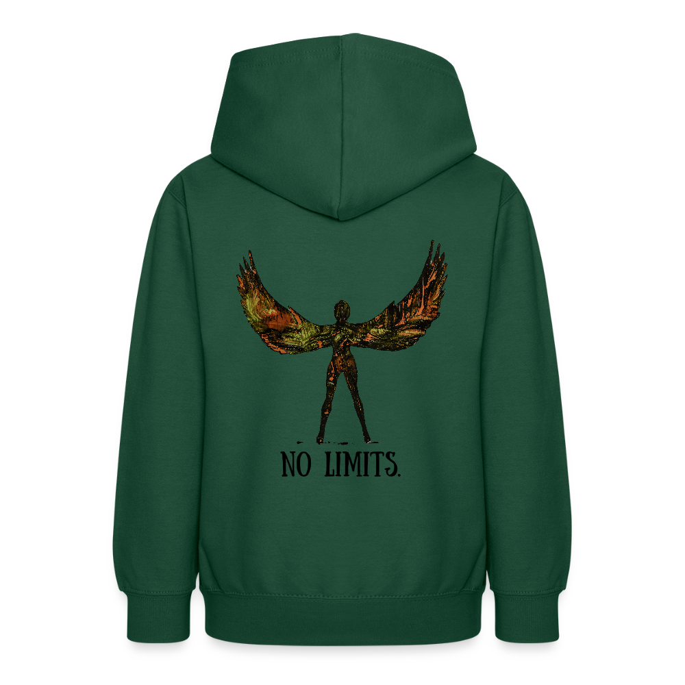 Teenager Hoodie Angel Backprint - Flaschengrün