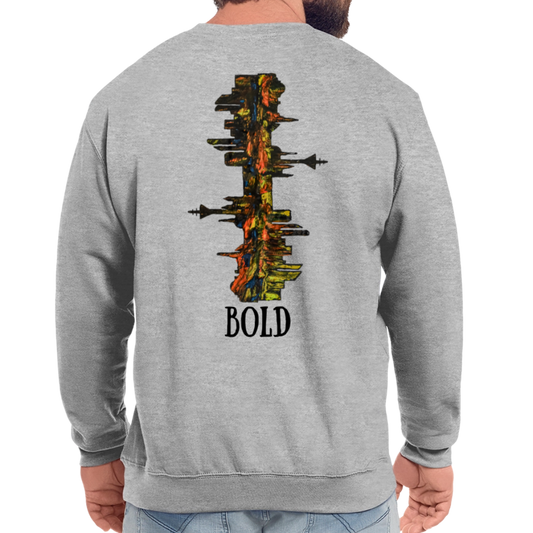 Unisex Pulli Düsseldorfer Skyline Backprint - Weißgrau meliert