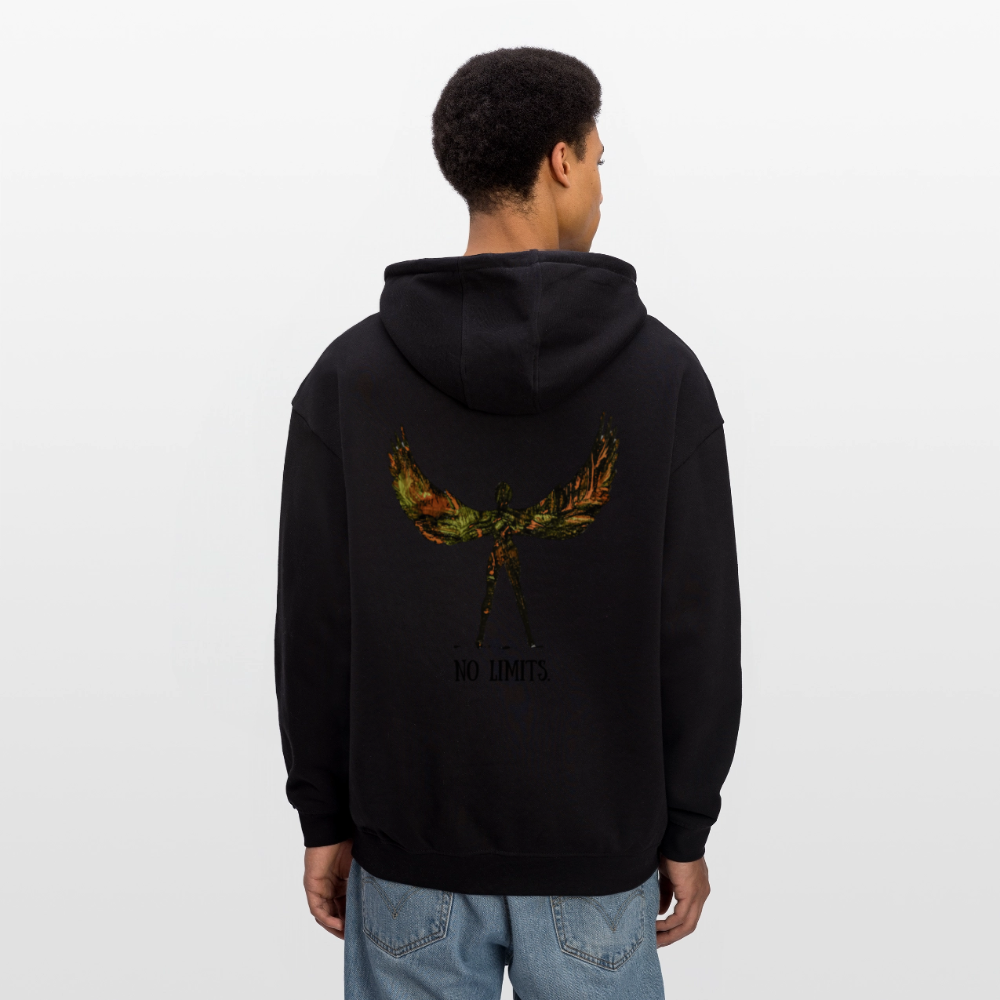 Oversized Unisex Hoodie Angel Backprint - Schwarz