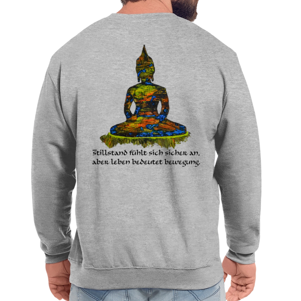 Unisex Pulli Buddha Backprint - Weißgrau meliert