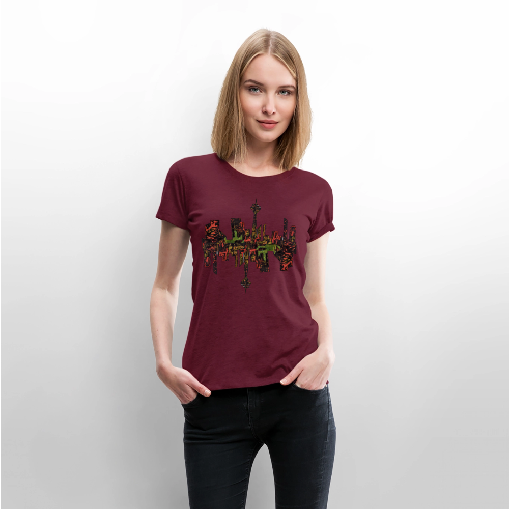 Frauen Premium T-Shirt Düsseldorfer Skyline V.9 - Burgunderrot