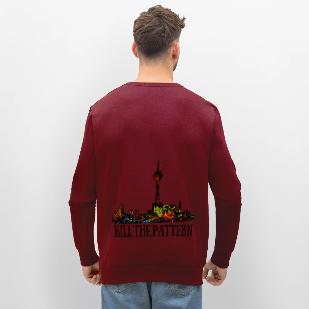 Unisex Bio Pulli Düsseldorfer Skyline Backprint - Burgunderrot