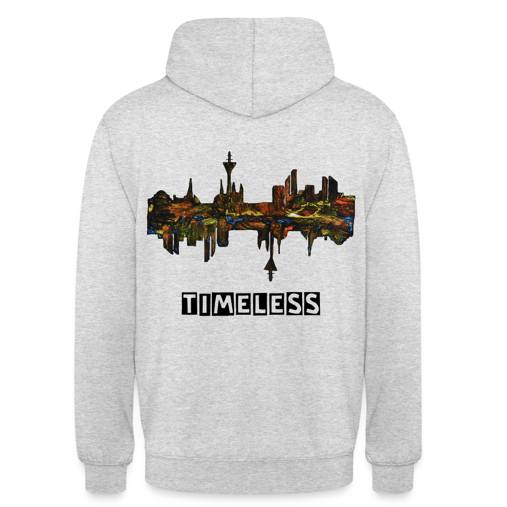 Unisex Hoodie Düsseldorfer Skyline Backprint - Hellgrau meliert