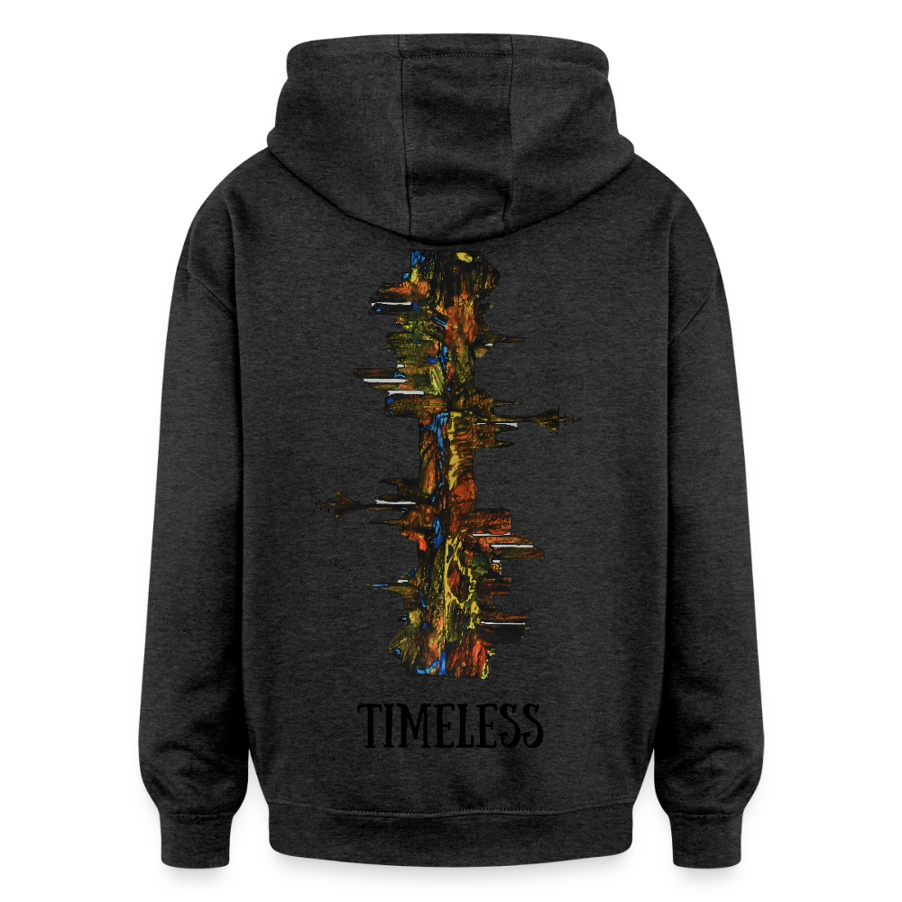 Oversized Unisex Hoodie Düsseldorfer Skyline Backprint - Anthrazit