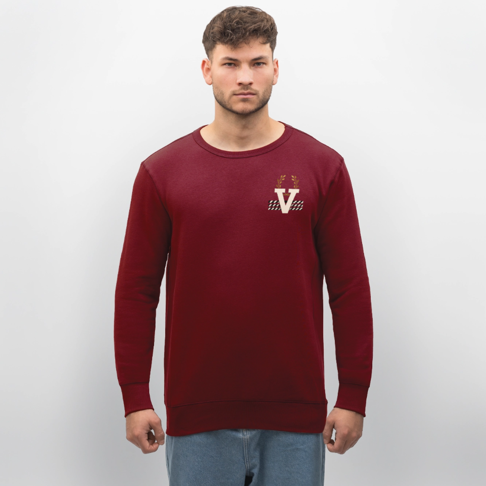 Unisex Bio Pullover Presence Backprint - Burgunderrot