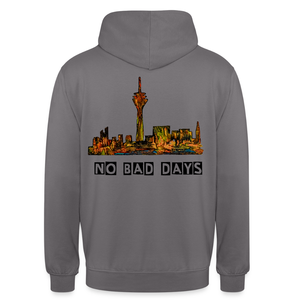 Unisex Hoodie Düsseldorfer Skyline Backprint - Mittelgrau