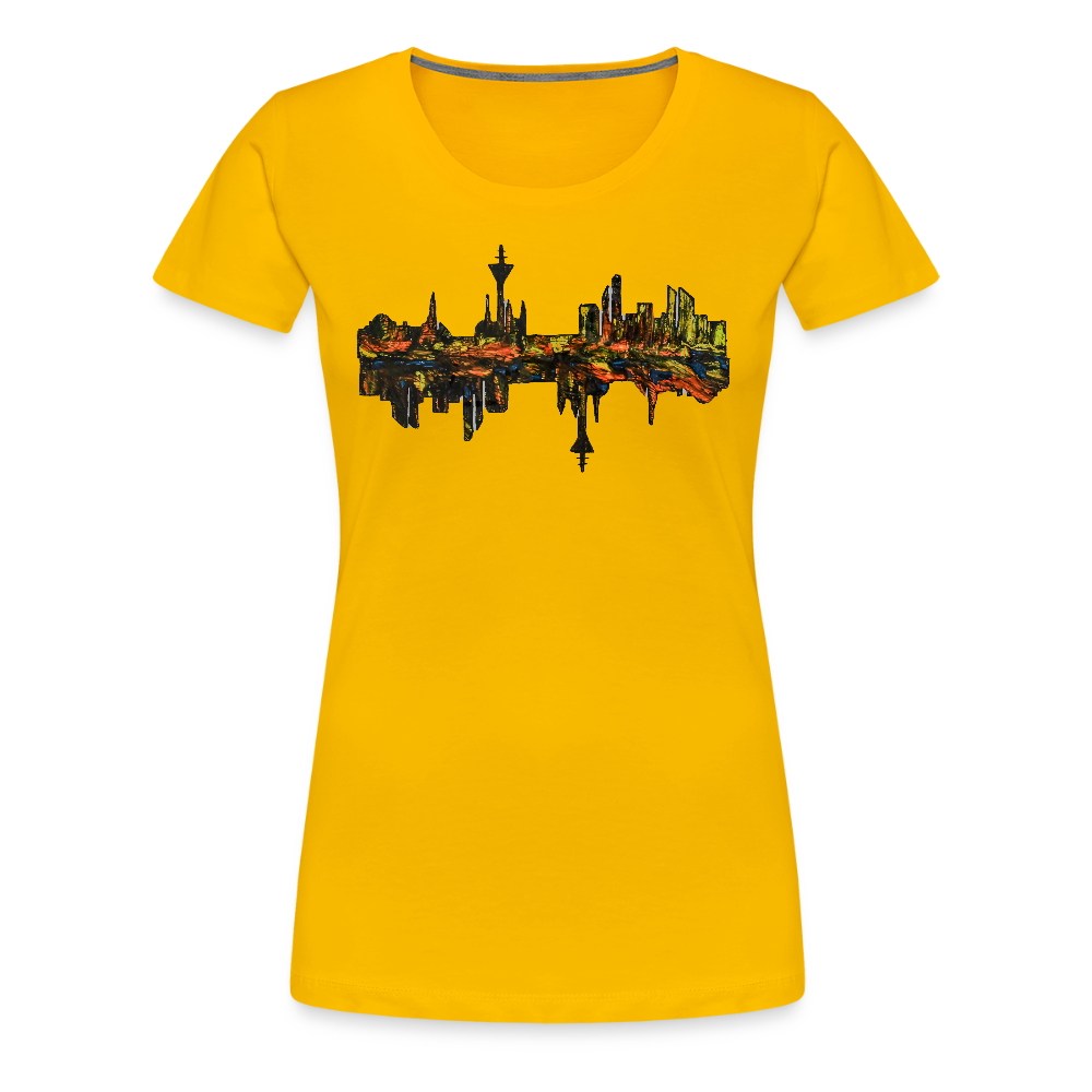 Frauen Premium T-Shirt Düsseldorfer Skyline V.3 - Sonnengelb