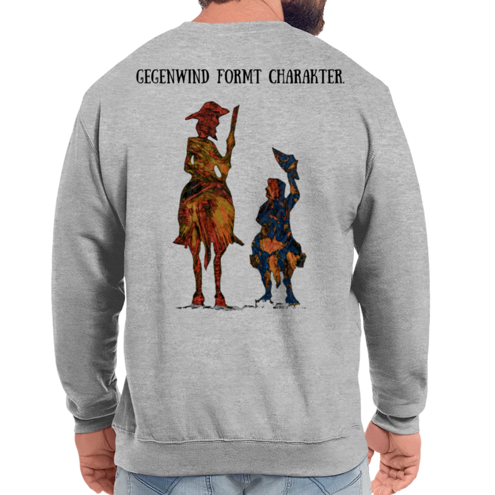 Unisex Pulli Don Quixote Backprint - Weißgrau meliert