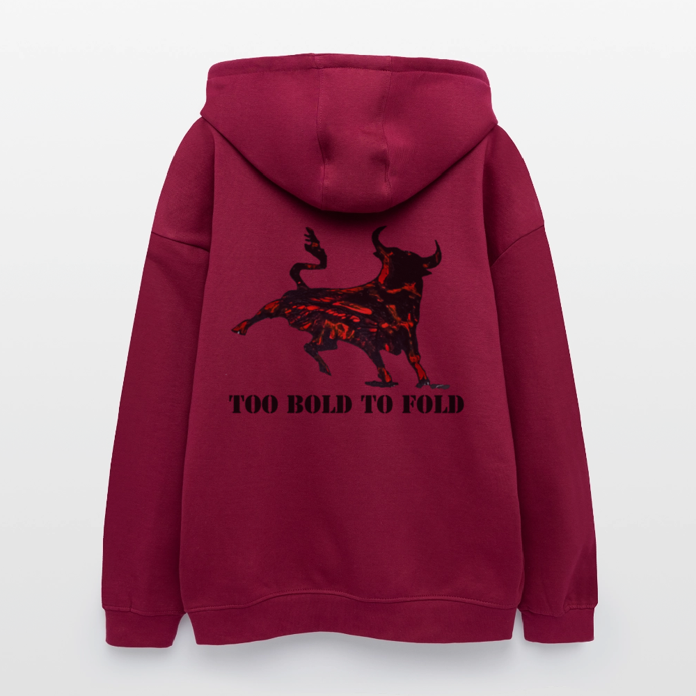 Oversized Unisex Hoodie Torro Backprint - Burgunderrot