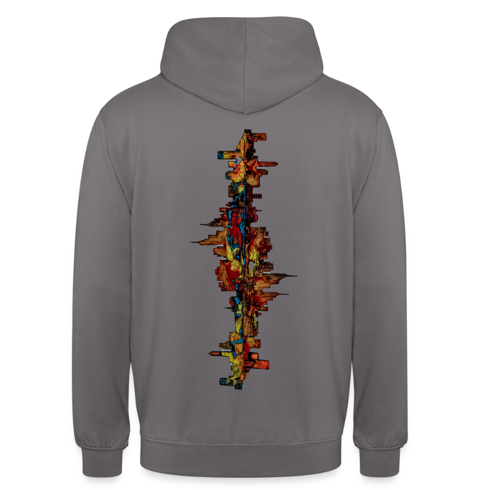 Unisex Hoodie Frankfurter Skyline Backprint - Mittelgrau