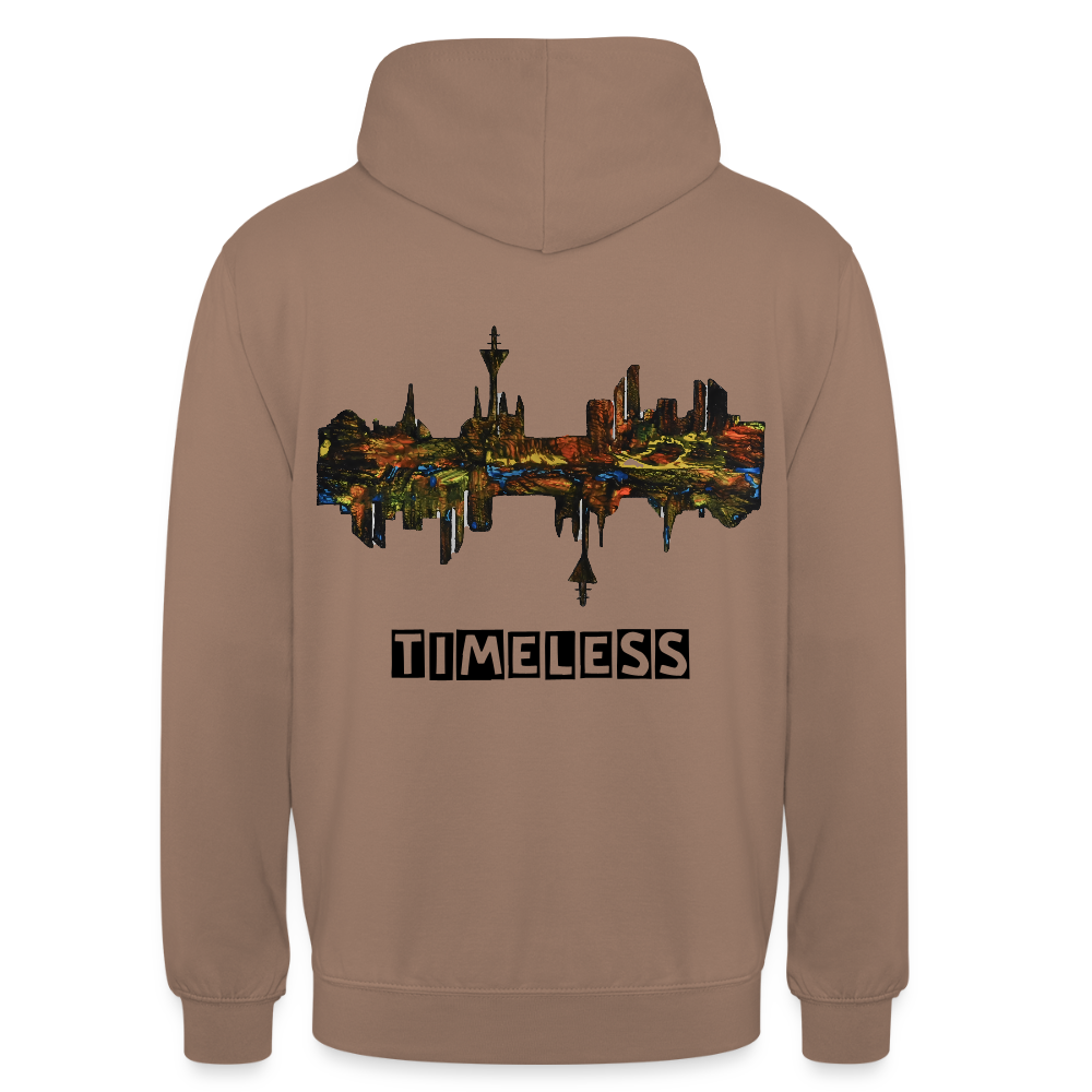 Unisex Hoodie Düsseldorfer Skyline Backprint - Mokka