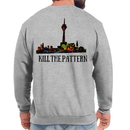 Unisex Pulli Düsseldorfer Skyline Backprint - Weißgrau meliert