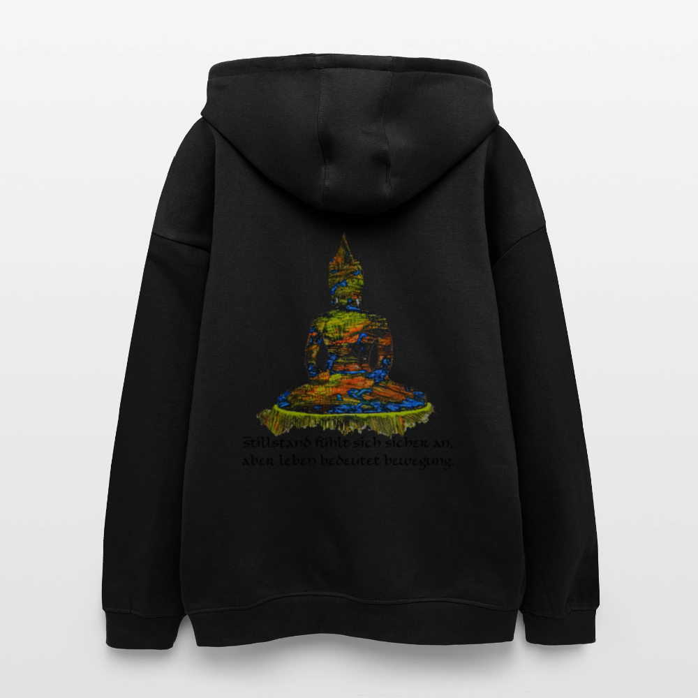 Oversized Unisex Hoodie Buddha Backprint - Schwarz
