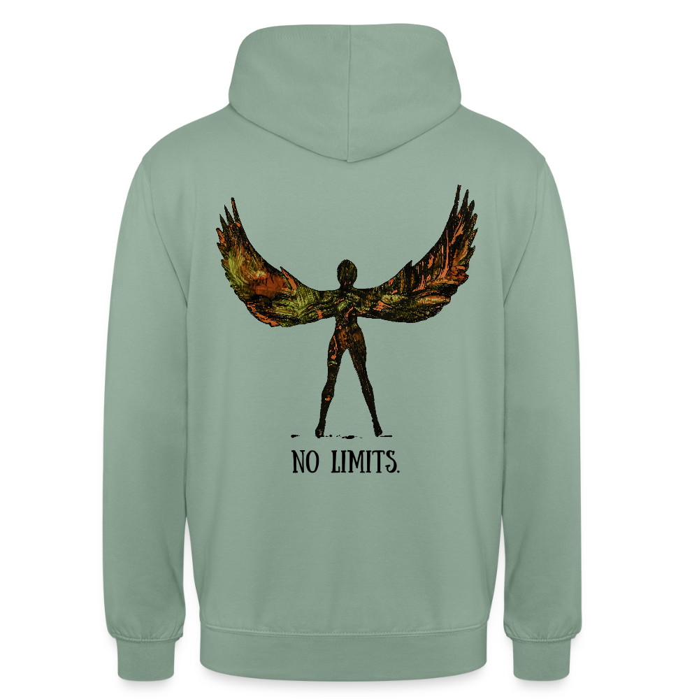 Unisex Hoodie Angel Backprint - Graugrün