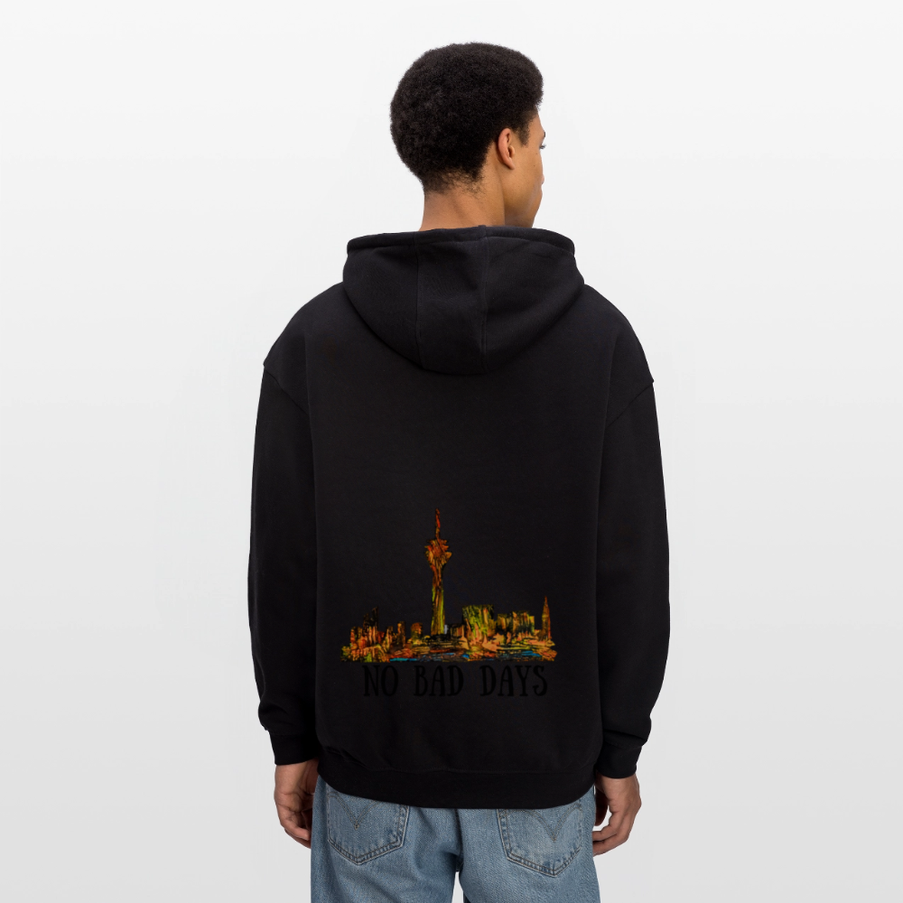 Oversized Unisex Hoodie Düsseldorfer Skyline Backprint - Schwarz