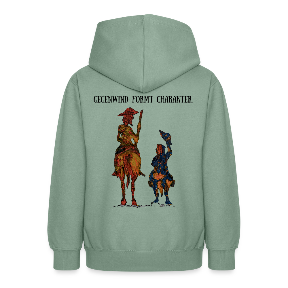 Teenager Hoodie Don Quixote Backprint - Graugrün